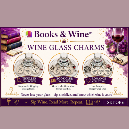 📚🍷 Books & Wine™ Wine Glass Charms: Where Reading Meets Wine